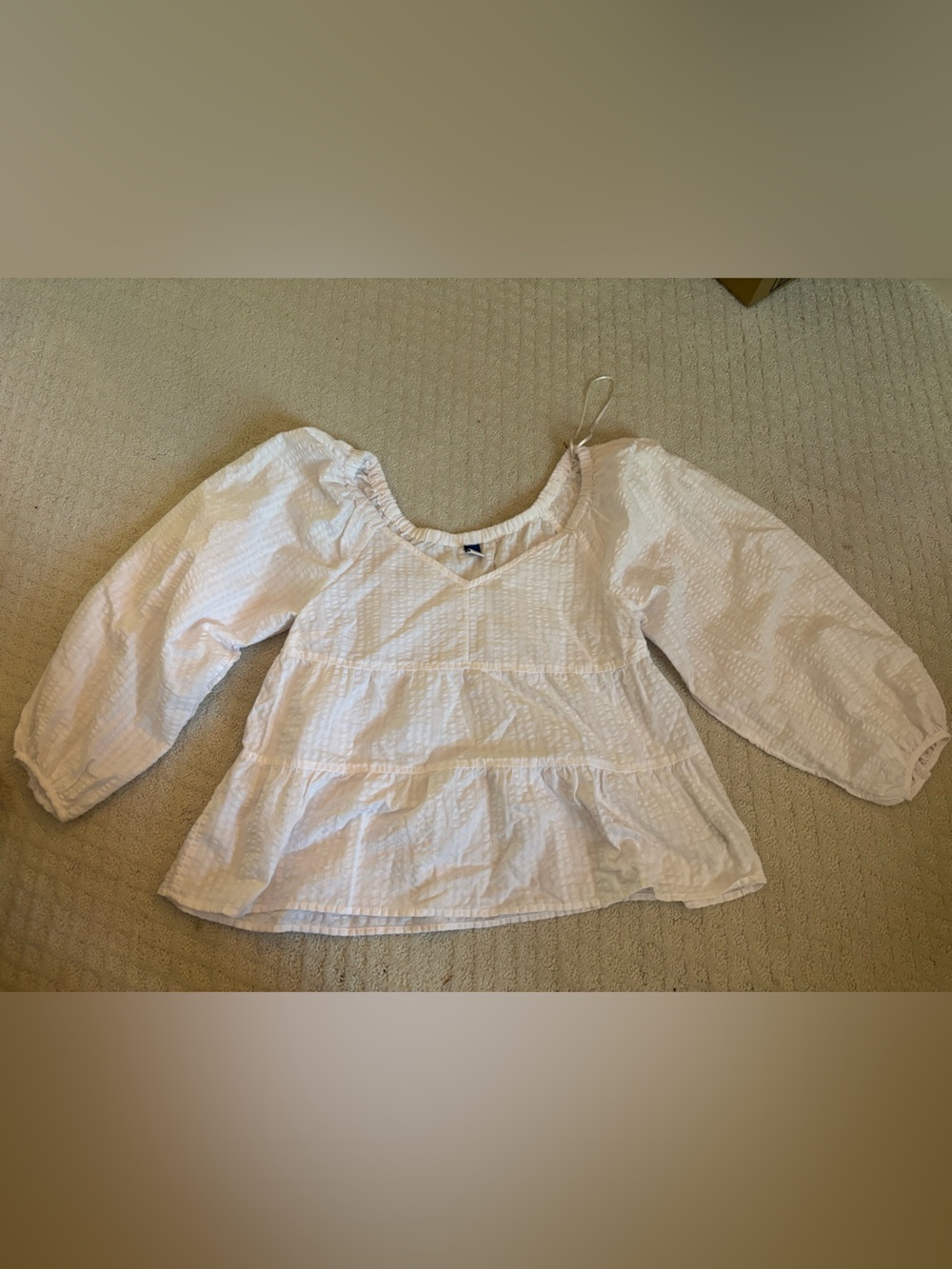 Old Navy White Peasant Style Tiered Blouse